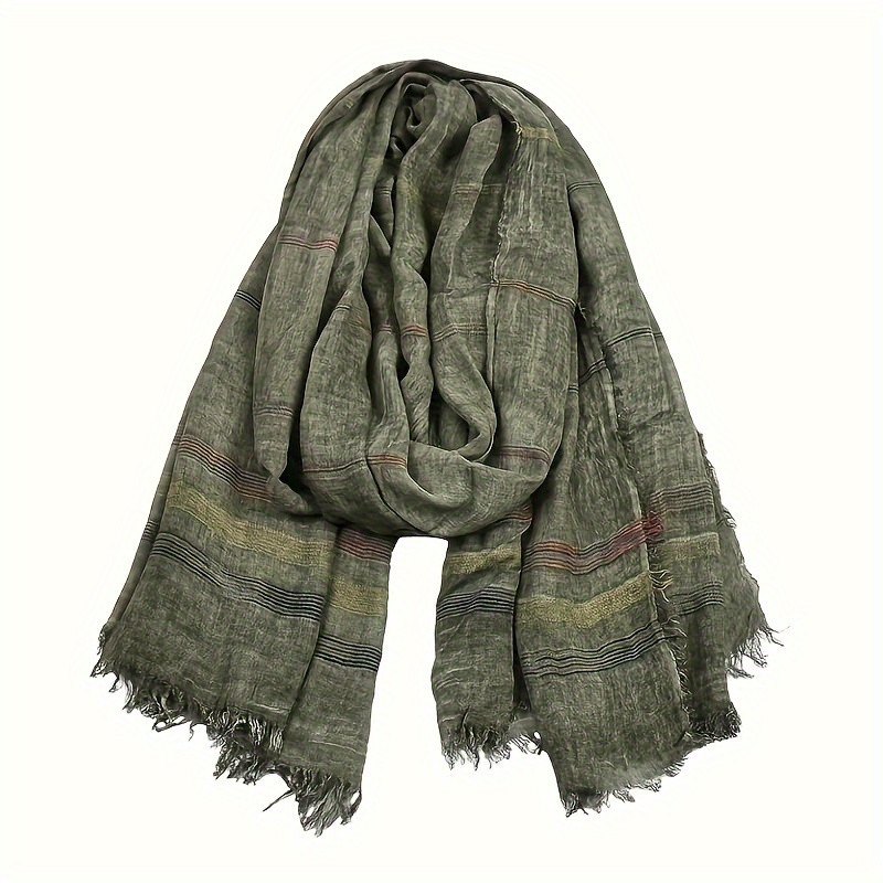 

Vintage-inspired Men's Viscose Scarf - 100%, Woven, Soft Striped Neck Warmer For Fall & Winter