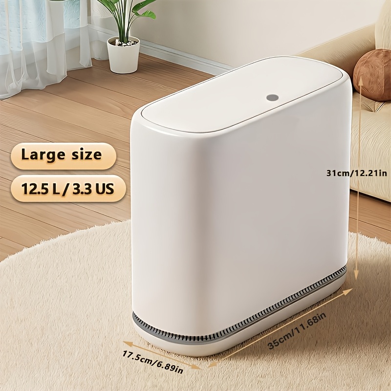 TEMU Trash Can With Lid, 12.5l Bathroom Wastebasket, Pressure-suction Bag Attachment, Press-to-open Lid, Odor-proof Seal, Space-saving, Suitable For