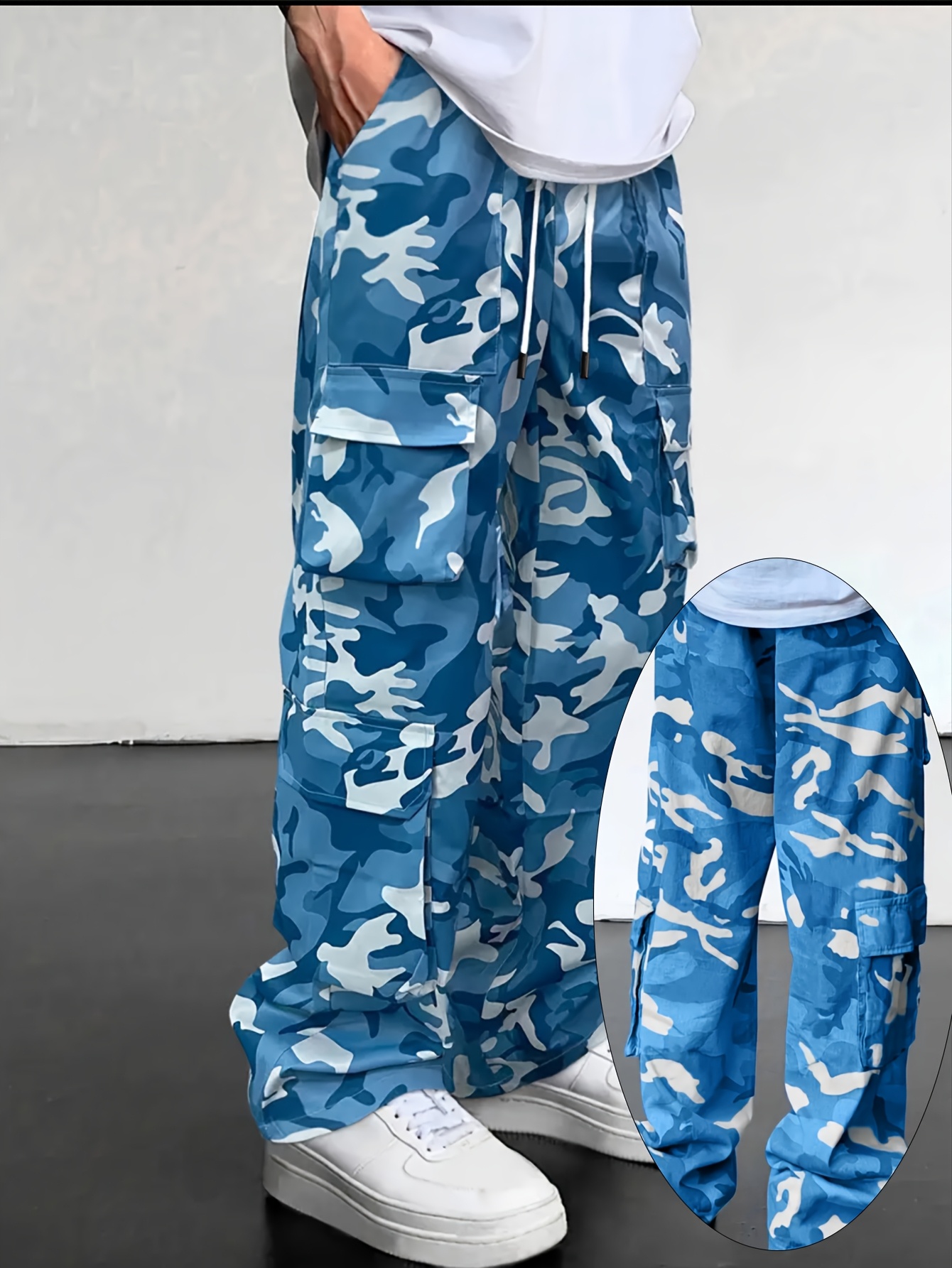 mens full camouflage print multi pocket casual cargo pants - Temu