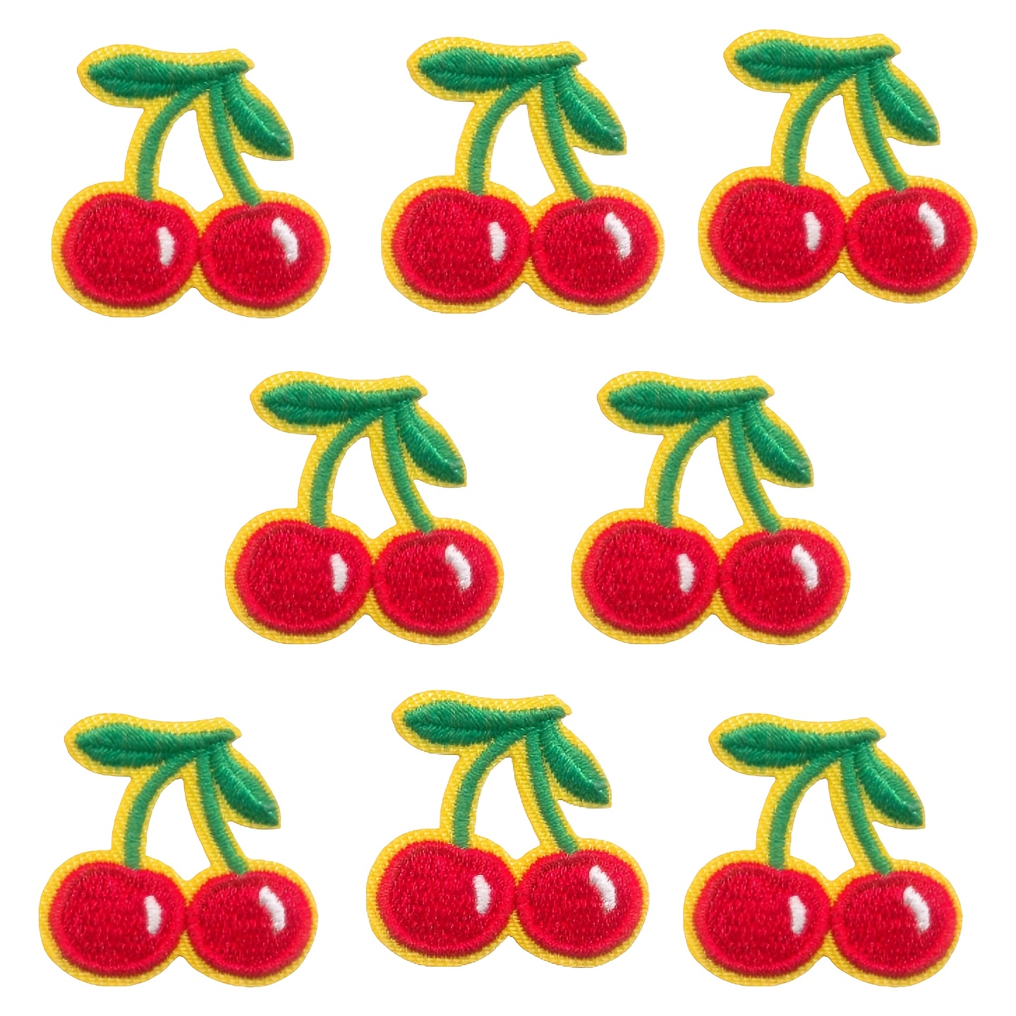 TEMU 8pcs Cherry Embroidery Patch Decorative Appliques, Iron On Sew On Patches Applique For Clothes, Skirts, Hats, Jeans, Additions, Durable And