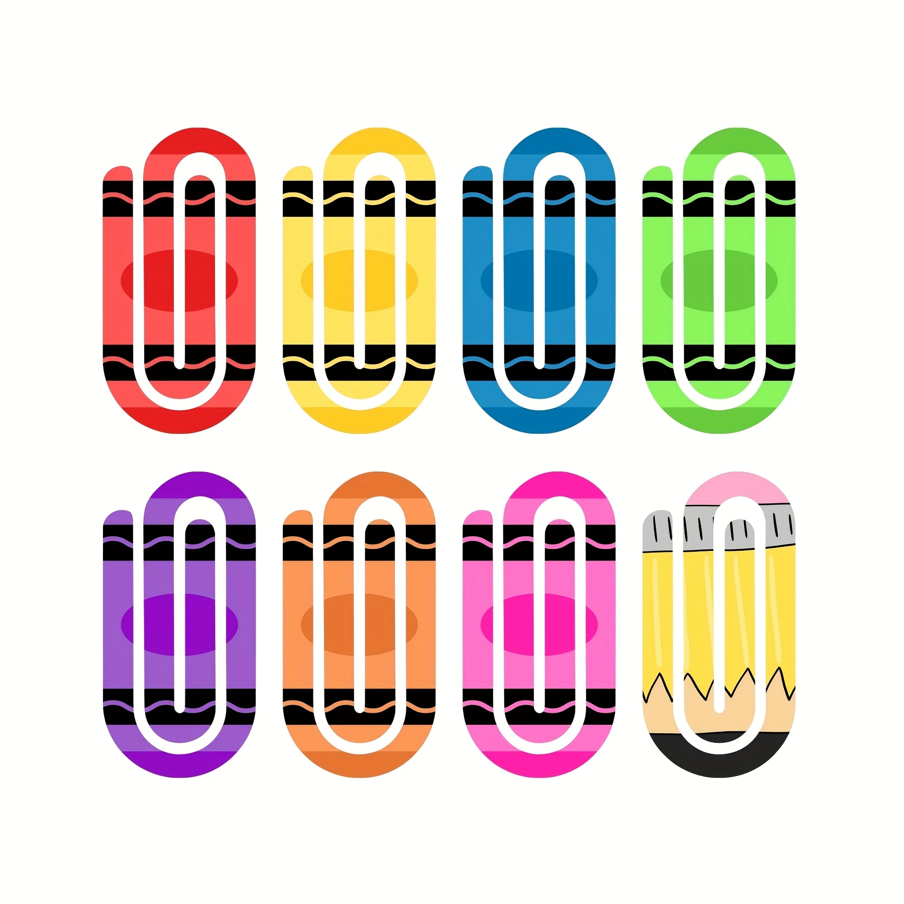 TEMU 8pcs/set Crayon Prints Acrylic Paper Clips Set Jumbo Clips Special Gifts For Teachers