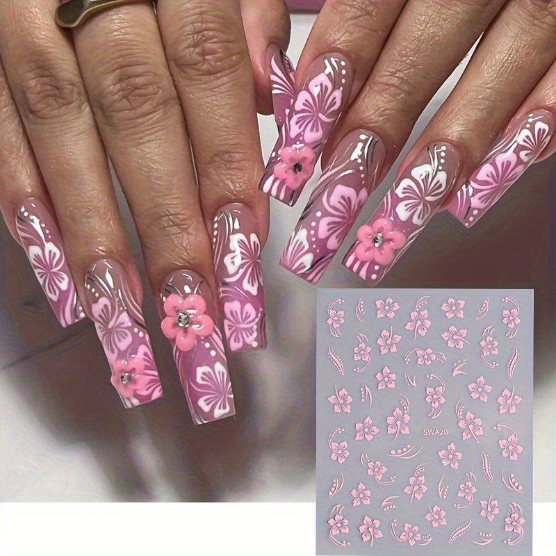 NICENEEDED Nail Art Aufkleber – 6 Blatt Mit 3D Blumen-Designs, Selbstklebend, Für DIY Maniküre Zu Hause Oder Im Nagelstudio