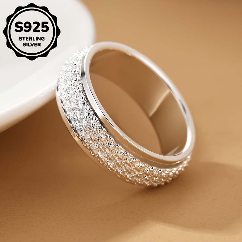 Image of 1pc S925 925 Silver Light Luxury Retro Knitted Woven Shape Rotatable Men And Women Ring Decompression Size 7.5-12.5 Optional High-quality Jewelry Daily Casual Wear Approximately