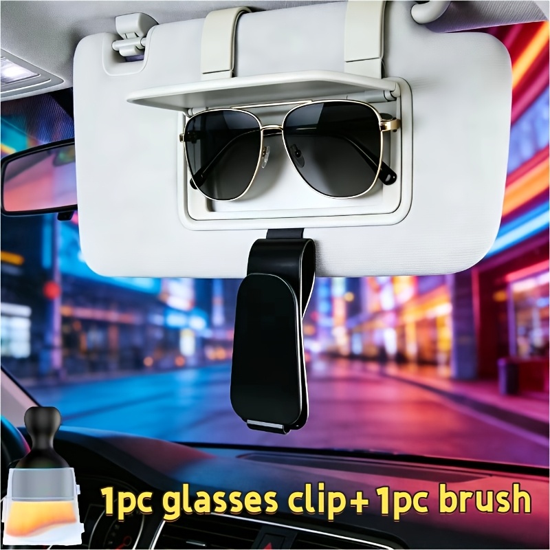 TEMU 1pc Magnetic Eyeglass Holder + 1 Brush/2pcs Random Color Magnetic Eyeglass Holders + 1 Brush, Specifically Designed For Car Sun Visors -