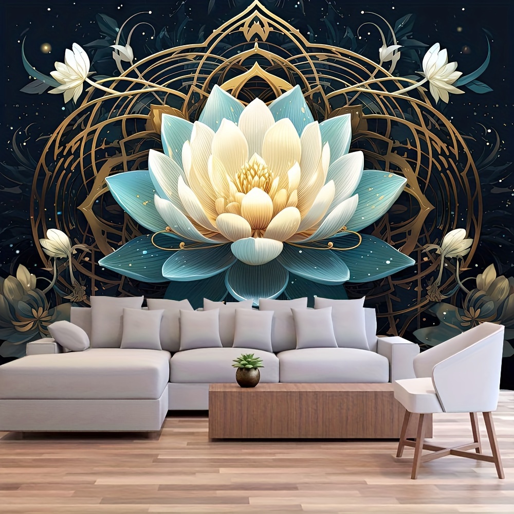 

1pc Lotus Pattern Tapestry, Polyester Tapestry, Wall Hanging For Living Room Bedroom Office, Home Decor Room Decor Party Decor, With Free Installation Package