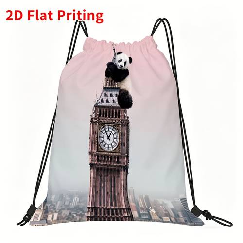 1pc Casual Lightweight Drawstring Backpack Featuring Iconic Cityscape Print with 2D Flat Printing, Daily Commutes, Weekend Strolls And Carrying Essentials While a Travel-Inspired to Your Casual