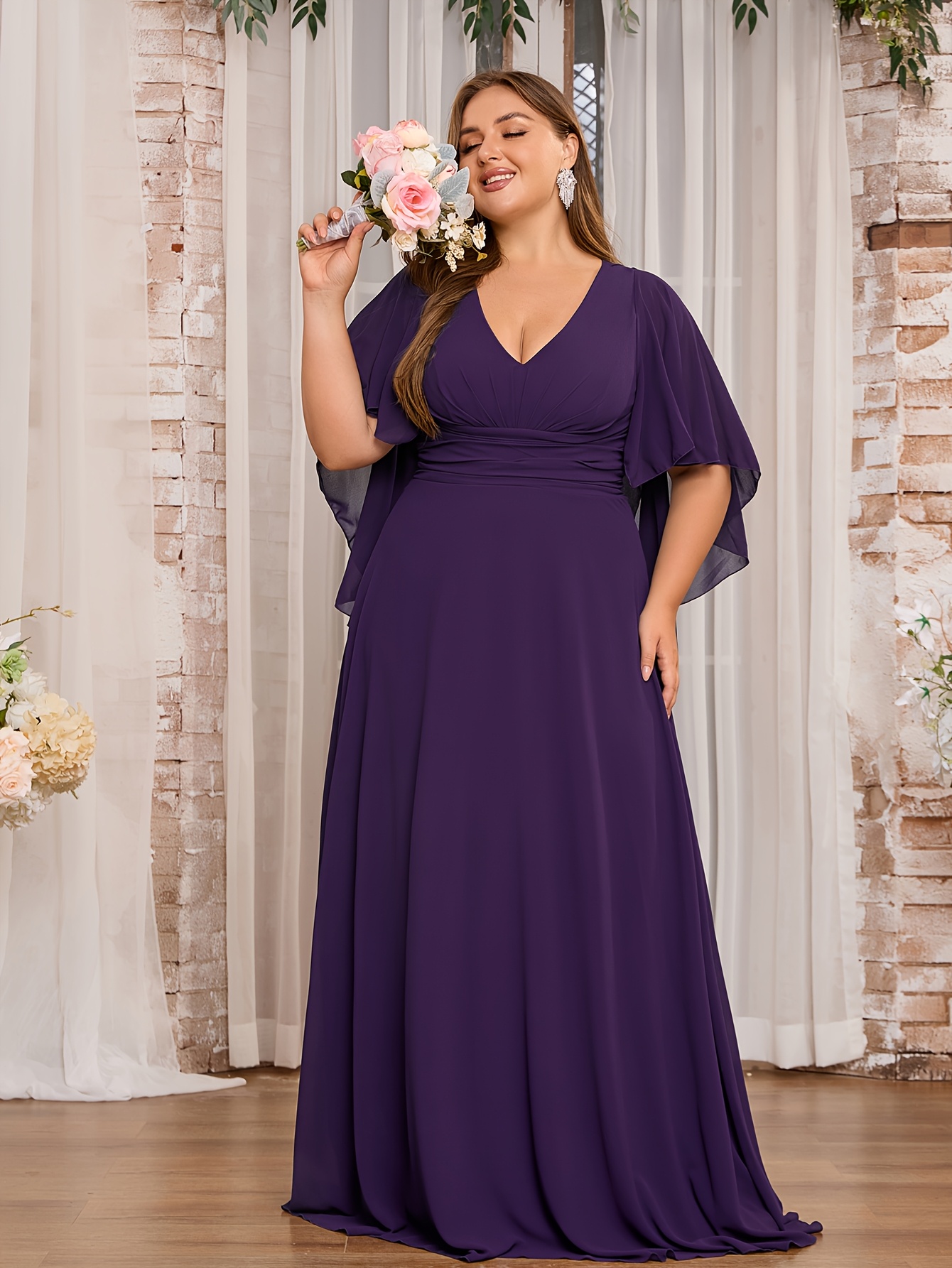 Plus Size Mother Of The Bride Dresses Plum Color Plus Size Elegant