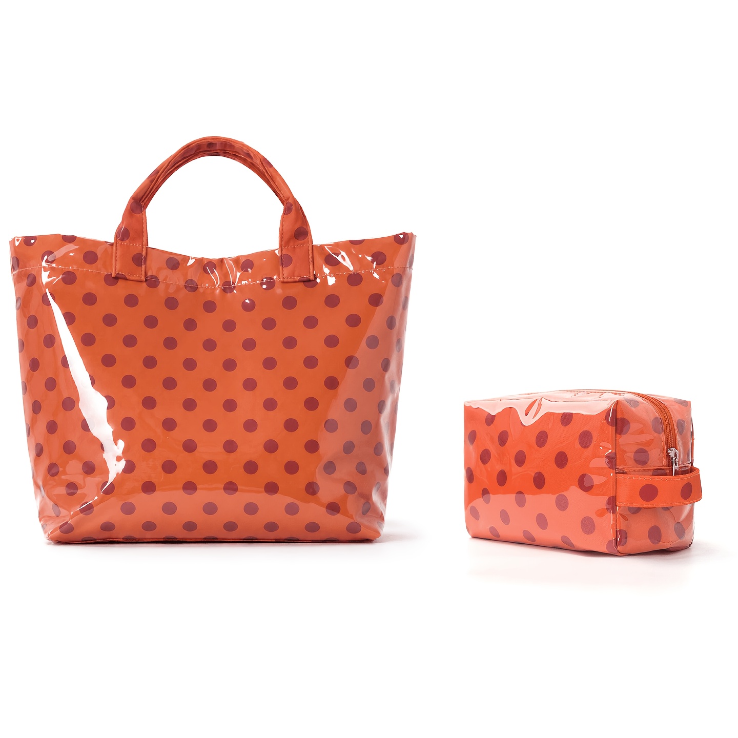 TEMU [fp Special] Women' Set, Women's Retro Polka Dot Tote Bag Set, Large-capacity Handbag And Cosmetic Bag, Polka Dot Printing Portable Storage