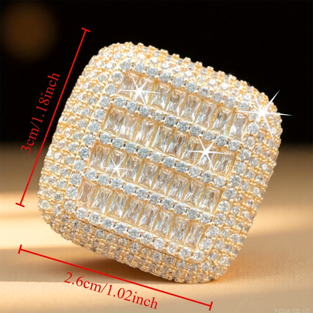 Luxury Rapper, Hip-hop Trend, Cool Cube Zirconia Square Ring, Designer, High-quality Men'S and Women'S Jewelry, Daily Casual and Personalized Jewelry