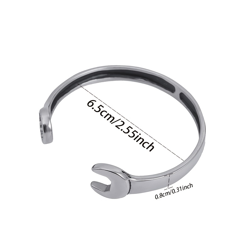 Couple's 2-Color Stainless Steel Wrench-Shaped Open Bracelet