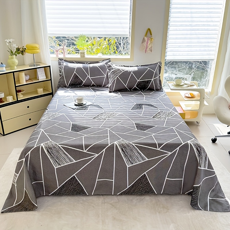TEMU 3pcs Modern Geometric Sheet Set, Soft And Skin-friendly, Machine Washable, Suitable For Bedrooms And Guest Rooms, Including 1 Sheet   2