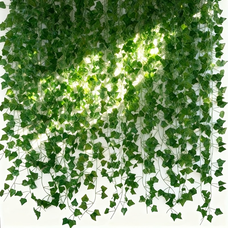 24pcs extra long artificial ivy leaves realistic green hanging plant with   foliage durable plastic indoor outdoor decor no maintenance   vine for home garden wedding party