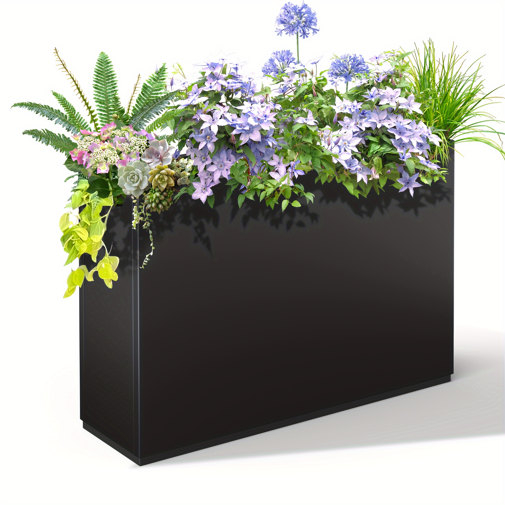 

Metal Rectangular Planter Large Planters For Outdoor Plants, Tall Outdoor Planter With Drainage Hole, Large Outdoor Planters For Patio Garden (35.4"l X 9"w X 25.6"h)