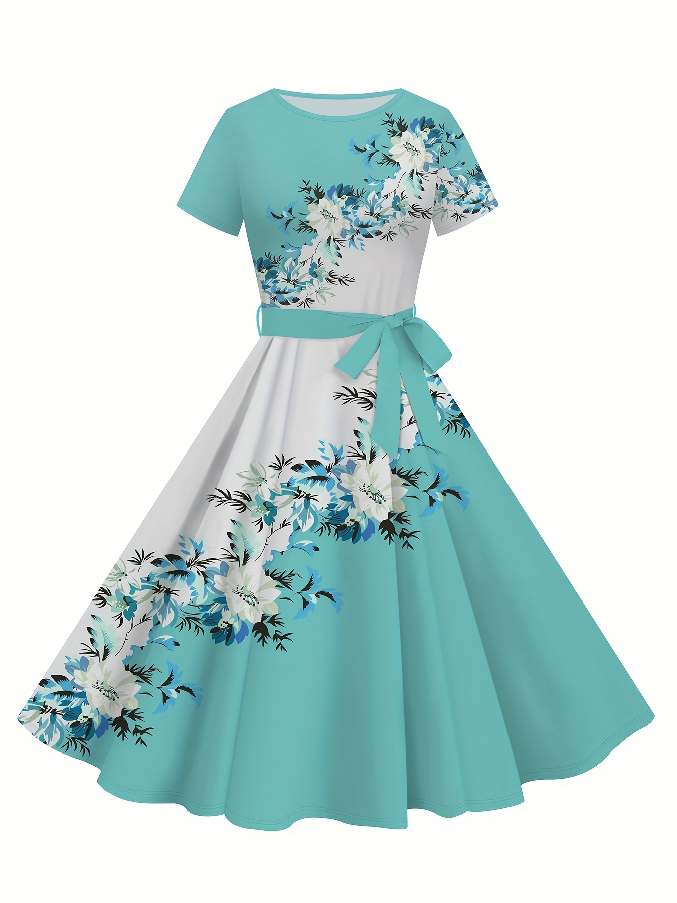 floral print semi formal dresses Pink Floral-Print Midi Casual Dress with Pockets Blush Ribbon Floral Print / Medium main image 1