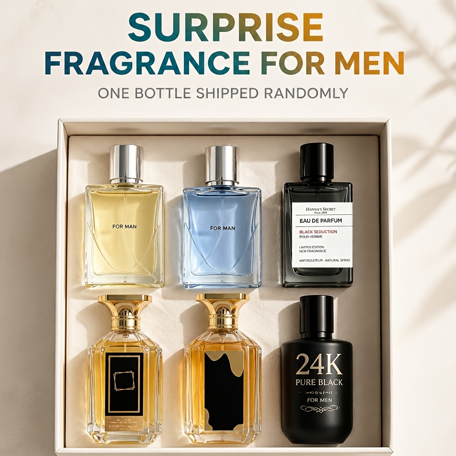 Image of Random Single Bottle Men's Eau De Parfum 100ml Long Lasting Citrus Cologne Spray, 6 Types Fragrances Random Delivery Gentleman Perfume For Office Date Wear, Glass Bottle Gift For Men