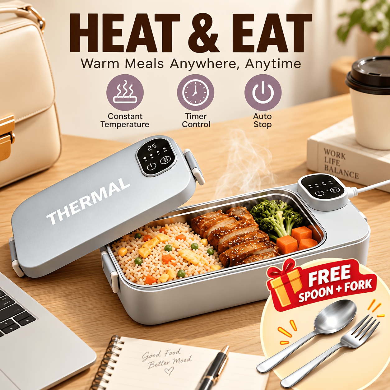 TEMU Lunch Box, Food Warmer, Quick Heating, 304 Stainless Steel Material, Large Capacity, Very Suitable For Camping, Outdoor Picnics, Parties, Office