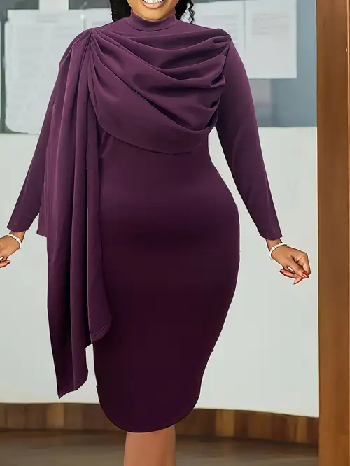 Elegant Solid Fold O Neck Wrapped Skirt Dresses Elegant Solid Fold O Neck Wrapped Skirt Dresses