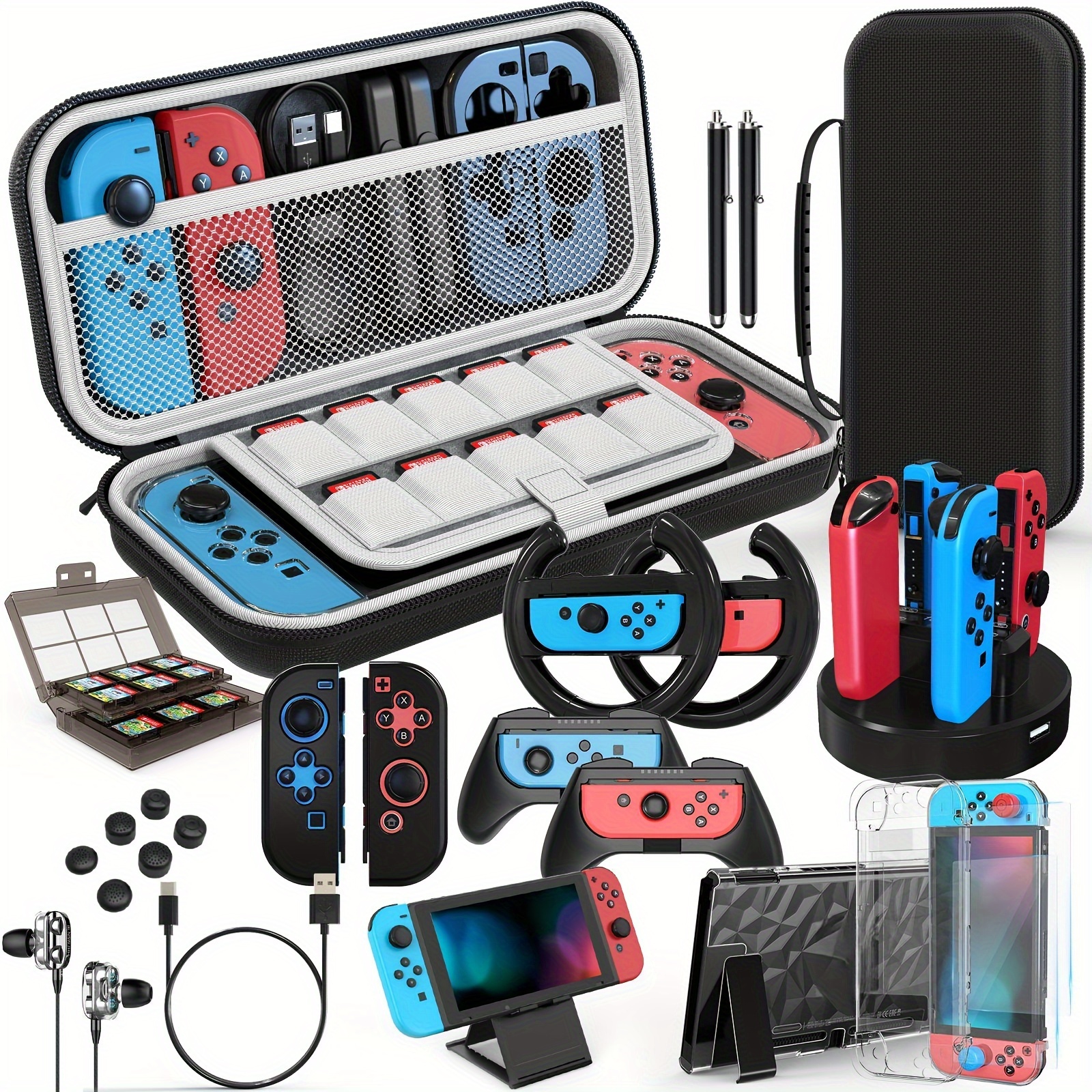 

For Game Controller Accessories Bundle Compatible With For Game Controller, 27 In 1 Gift Kit With Carrying Case, Dockable Protective Case Cover, Screen Protector, Co Grip, Steering Wheel & More