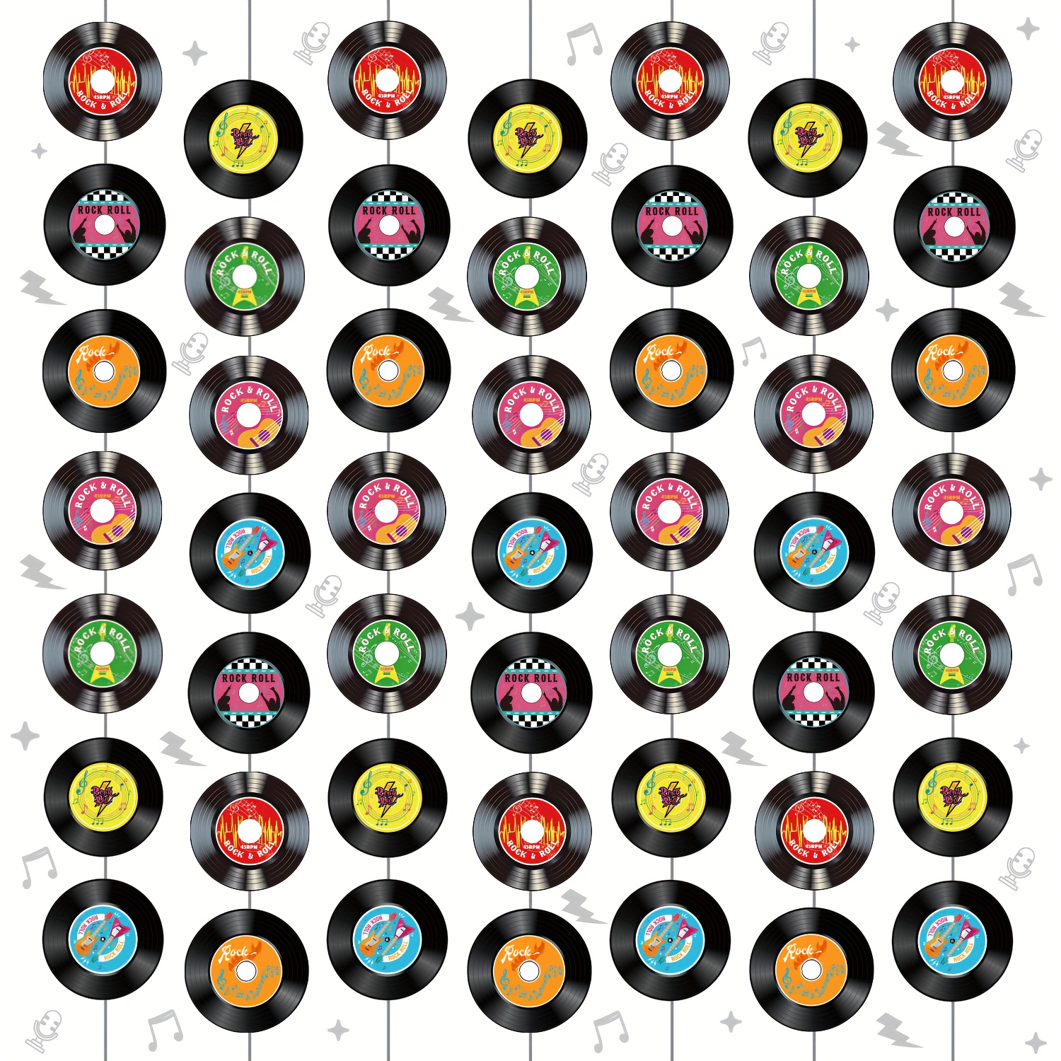 7pcs 50s party decorations rock record party banner hanging garland decoration 1950s vintage note music party hanging decoration for disco 50s 60s 70s 80s 90s decorative set