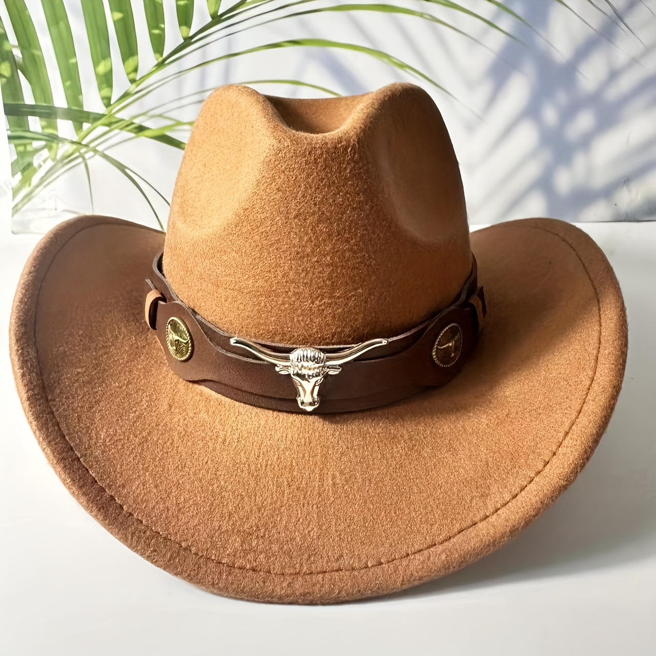 western cowboy hat wide brim adjustable felt cap - Temu display picture 2