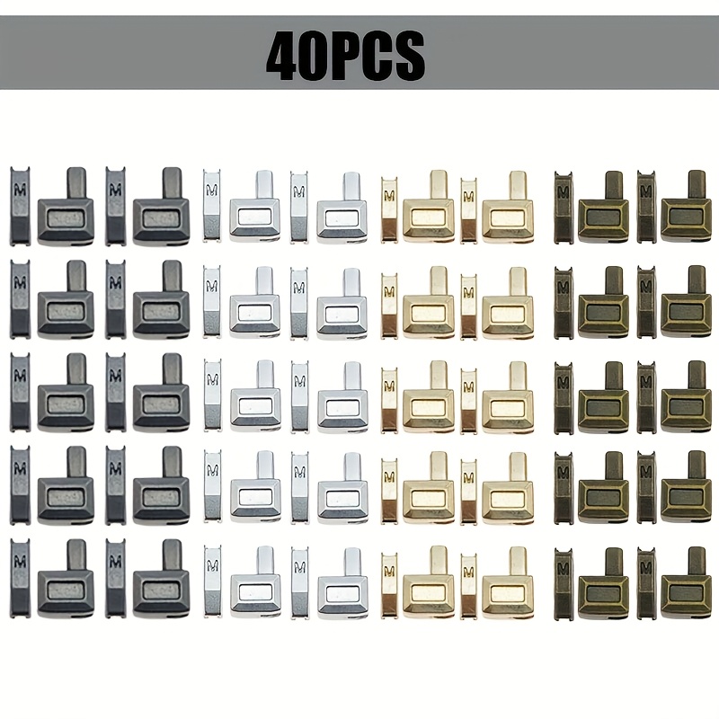 Image of 40/16pcs 5# Metal Zipper Opening Plug Accessories, Clothing Jacket Luggage Zipper Accessories, High-quality Zipper Parts, Suitable For Diy Repair And Replacement
