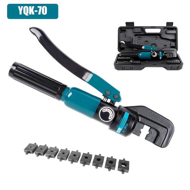TEMU Yqk-70 Manual Hydraulic Pliers Kit, Hand Crimper Tool Electrical Terminal For Cable Wire Tool Kit With 9 Pairs Of Dies ( 4-70mm² ), For Cable