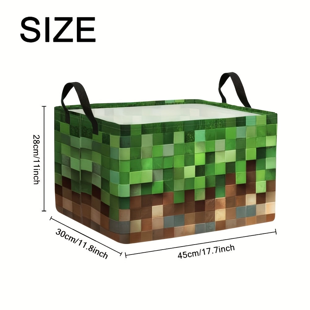 TEMU 1 Pixel Laundry Hamper - Foldable Modern Laundry Basket, Vintage Video Game Themed Design, Space- Storage Basket, Suitable For Women's Bedrooms,