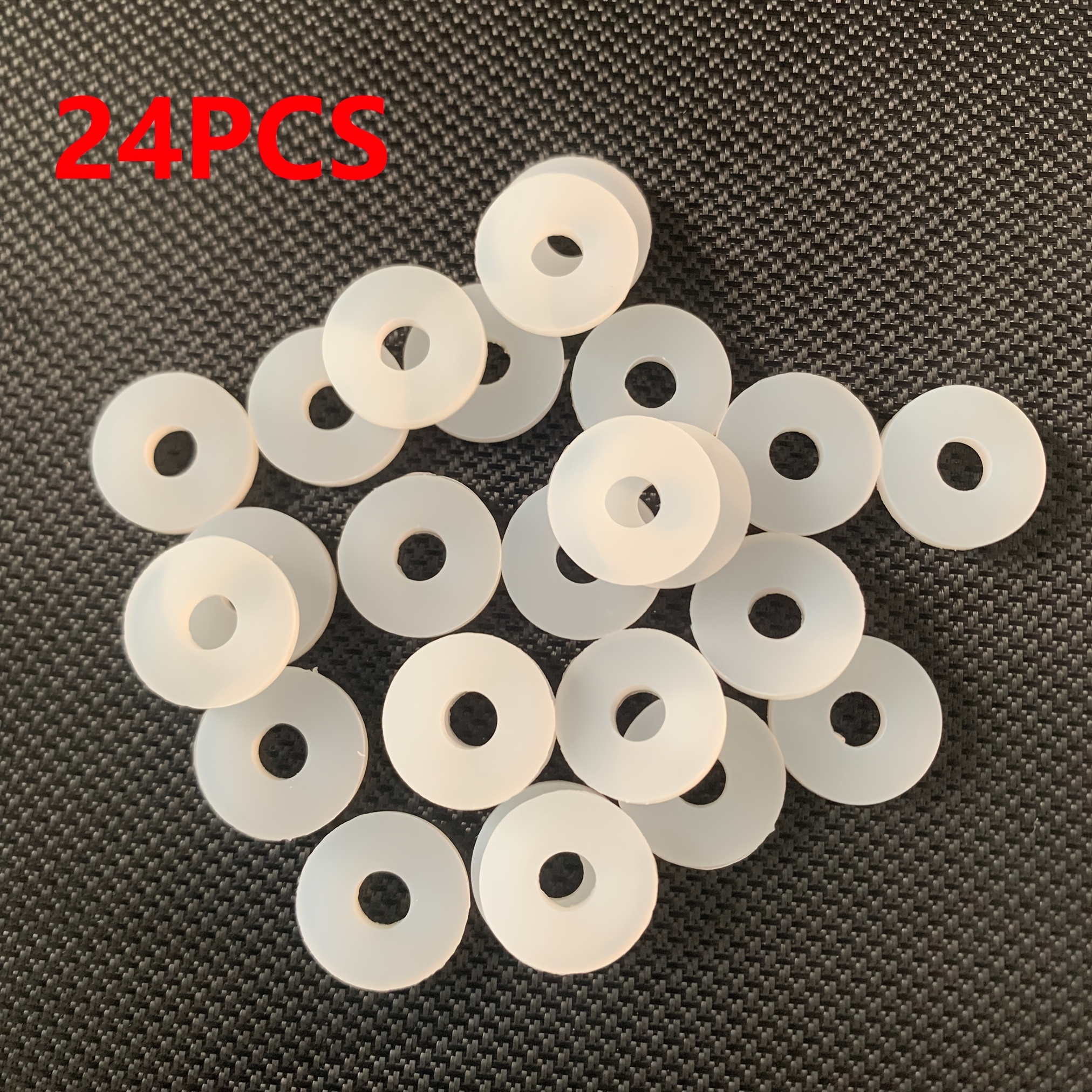 TEMU 12/24pcs Silicone Flat Washer Household Pipe Silicone Sealing Gasket Round Silicone O-ring Gasket White Silicone Sealing Leak-proof Pad Screw