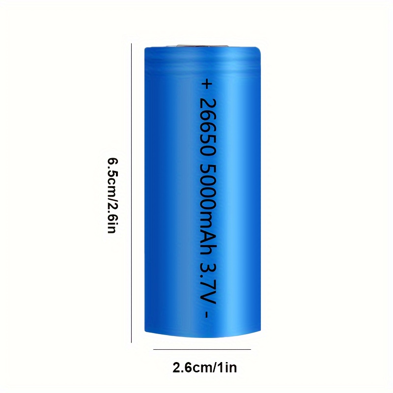 סוללה נטענת בקיבולת גבוהה 5000mAh 26650 - מקור כוח ארוך טווח לפנסים, סטרימרים, מאווררים ועוד - טעינה ב-USB, עיצוב עם כפתור עליון, ביצועים אמינים פרטים 4