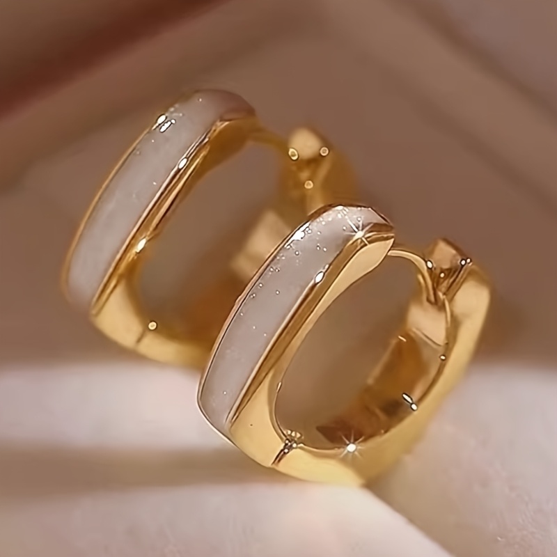 E-shop Exquisite Emaille Reifenohrringe für Damen, Party, , , Freizeit, Geburtstagsgeschenke, Elegante goldene Reifenohrringe, Herbst Winter Schmuck