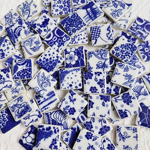 200g 7 04oz set with vintage blue and white diy craft projects ideal for mosaic enthusiasts