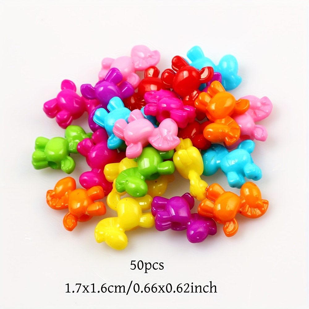 TEMU 50 Mixed Color 17x16mm Acrylic Animal Pony Decorative Beads, Suitable For Bracelet Necklace Earring Making Additions, Jewelry Decoration Crafts
