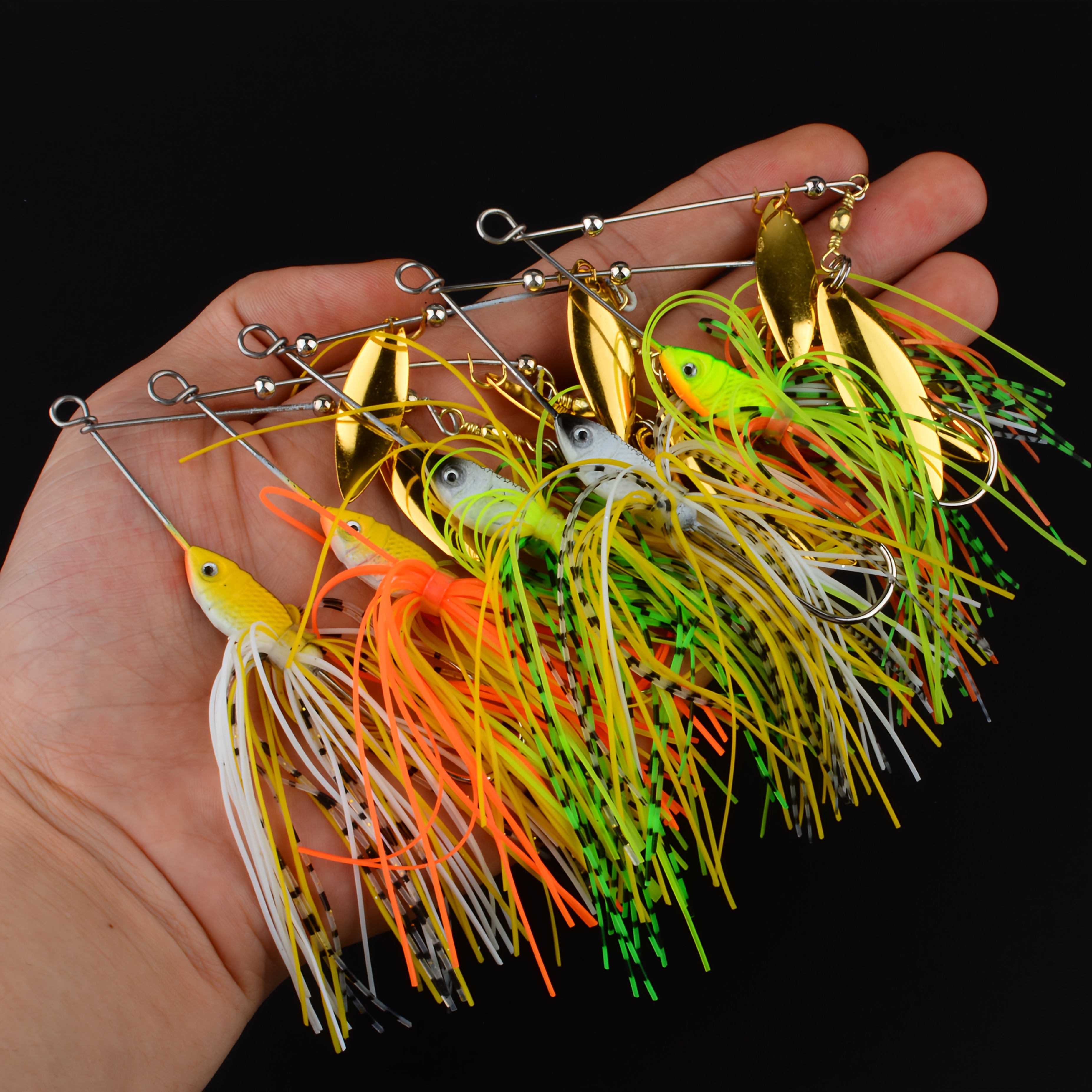 Lot de 5 leurres métalliques Spinner Bait, leurres de pêche durs, leurres tournants, Spinnerbait pour brochet, émerillon, matériel de pêche, Wobbler