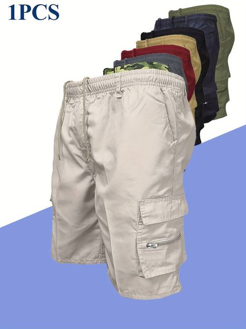 1pc mens lightweight soft fabric loose fit cargo shorts with multiple pockets olive green outdoor casual shorts for hiking camping golf daily wear hiking shorts