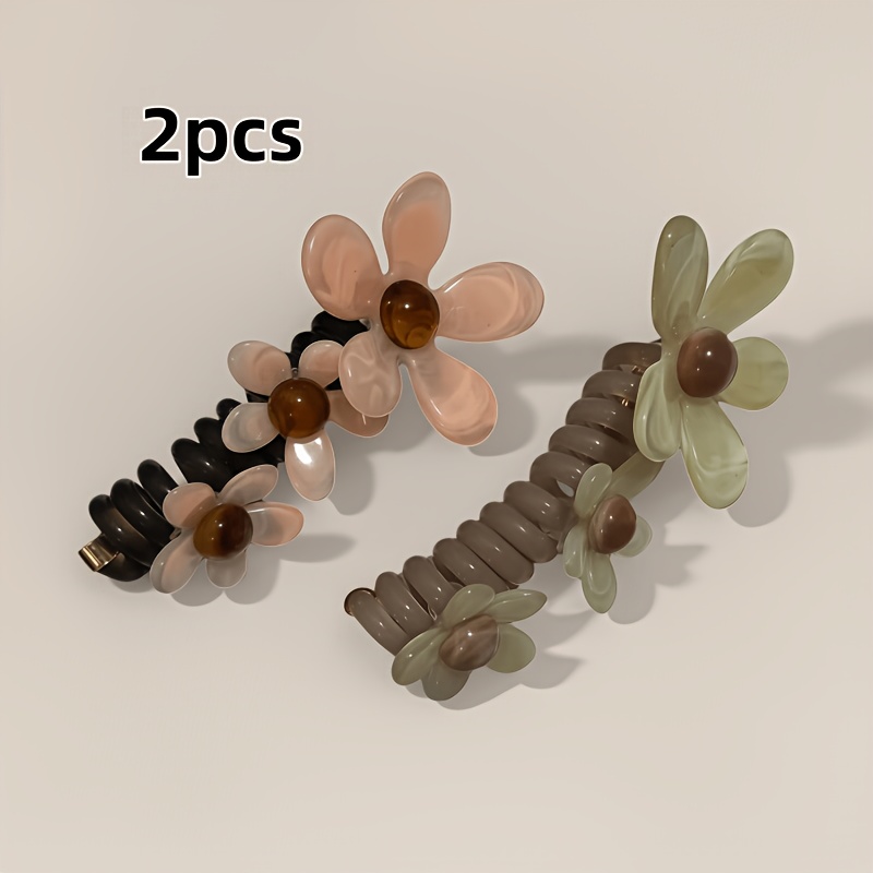 TEMU 2/4/5pcs Set Of Five- Spiral Hair Ties - Happy Dopamine Color Scheme, Adds Volume To Hair, Made Of Durable And Elastic Resin Material, Accessory