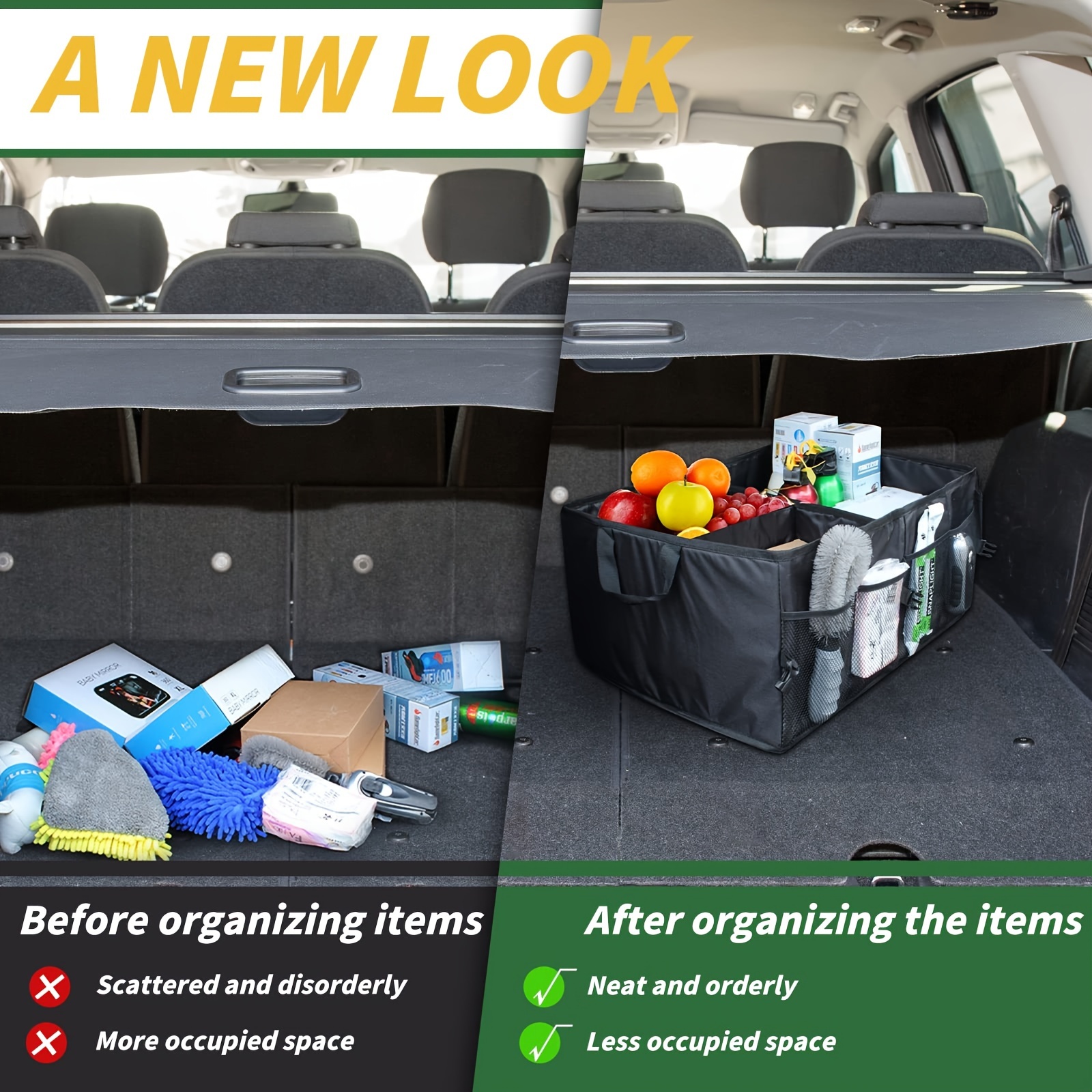 Car Trunk Organizer, Collapsible Car Trunk Storage Organizer, Portable For  SUV, Sedan, Travel, Automotive Accessories (Black)