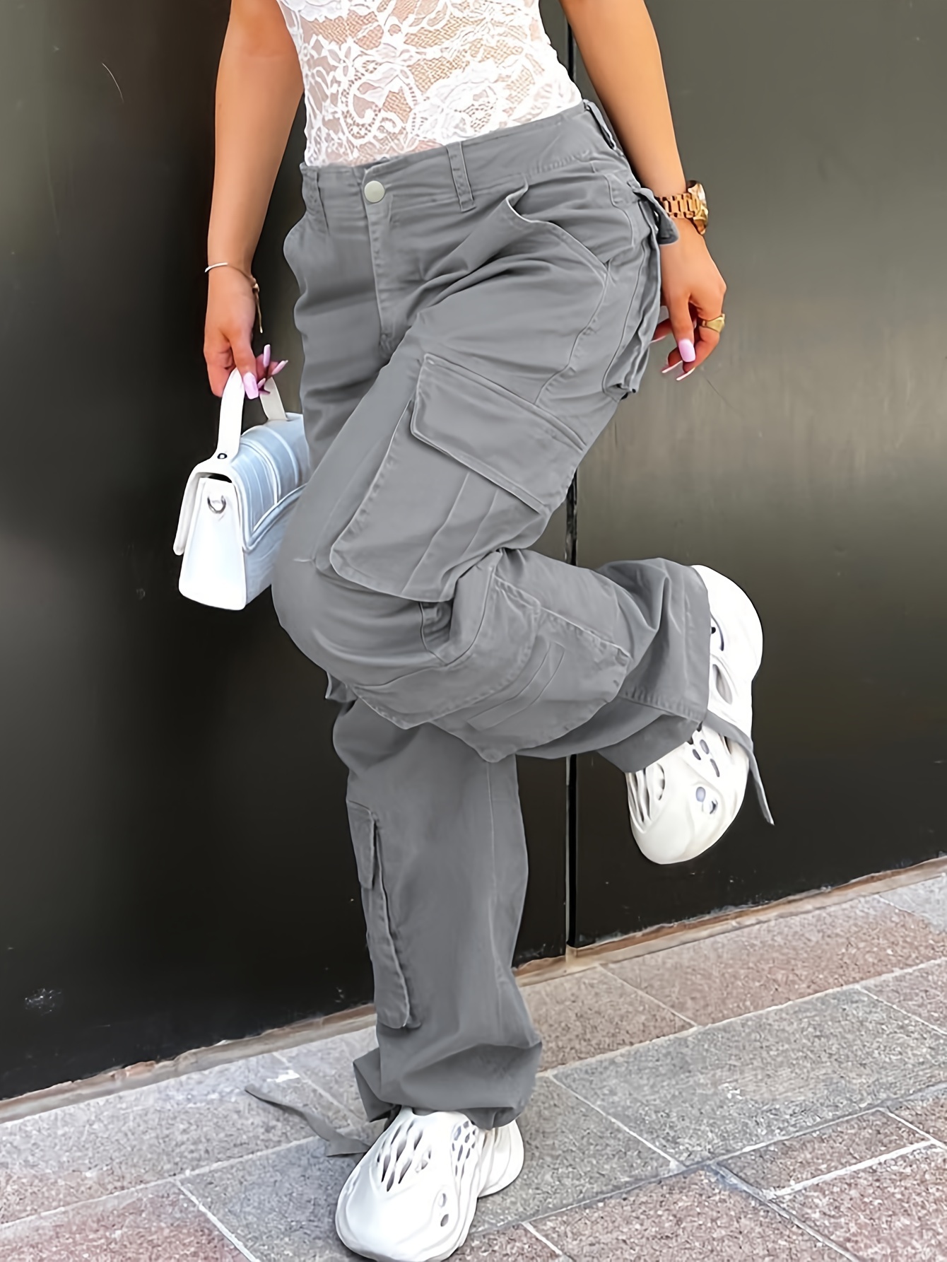 Solid Color Fashion Cargo Pants Running Hiking - Temu