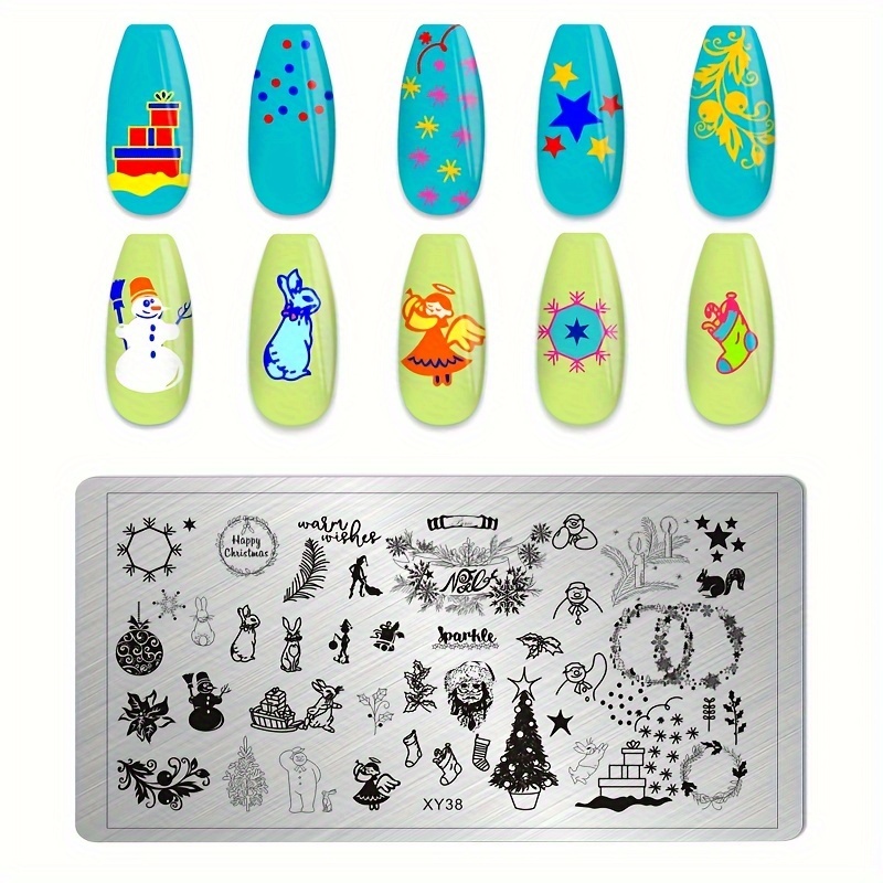 Nail Stamping Plate with Christmas Tree & Santa Claus Pattern
