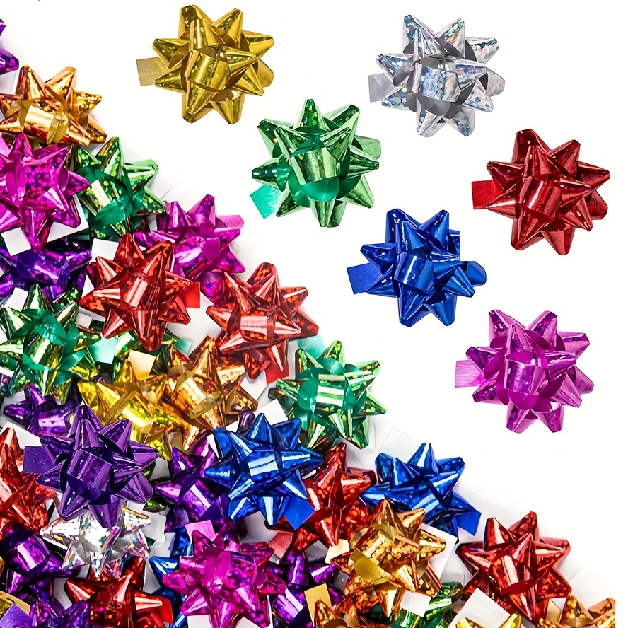 Image of 50pcs Assorted Gift Bow Set Suitable For Holiday Gift Wrapping, Christmas Decorations, Handmade Crafts, Wedding Parties, Festive Celebrations And Floral Designs
