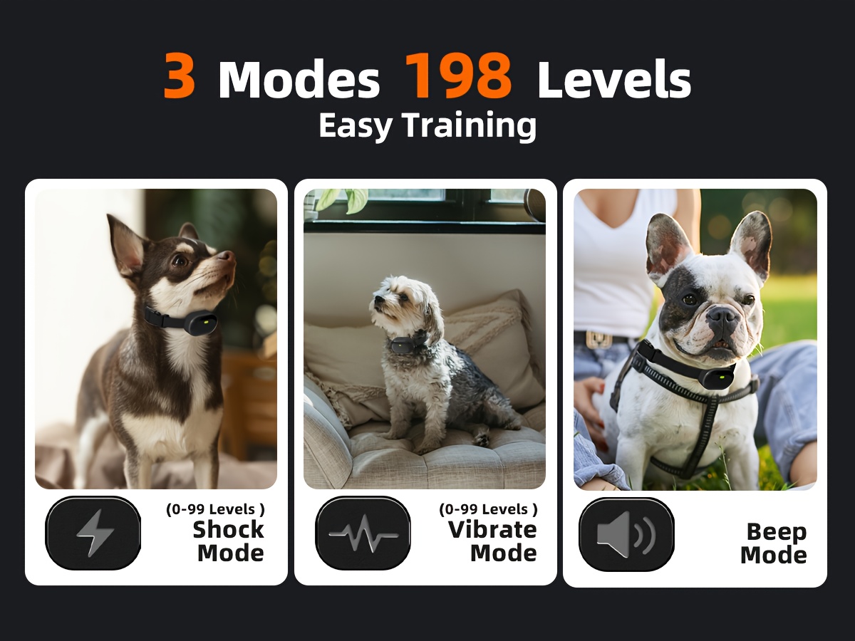 Til små mellemstore hunde 5 2 0 7 kg stødhalsbånd med 1300 fod fjernbetjening 198 niveauer genopladelig gøvibrationstræning effektiv til små mellemstore hunde Produktdetaljer 3