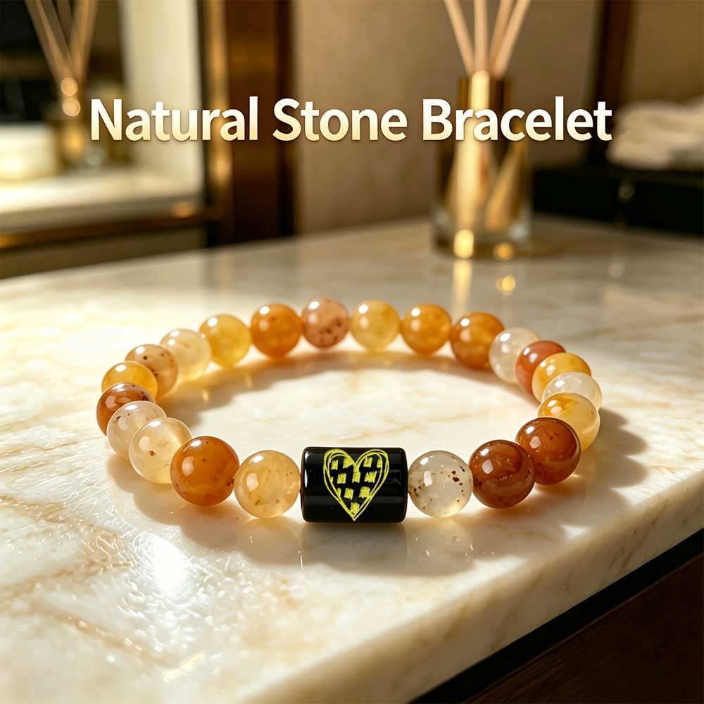 Natural Pink Agate Stone Stretch Bracelet for Women