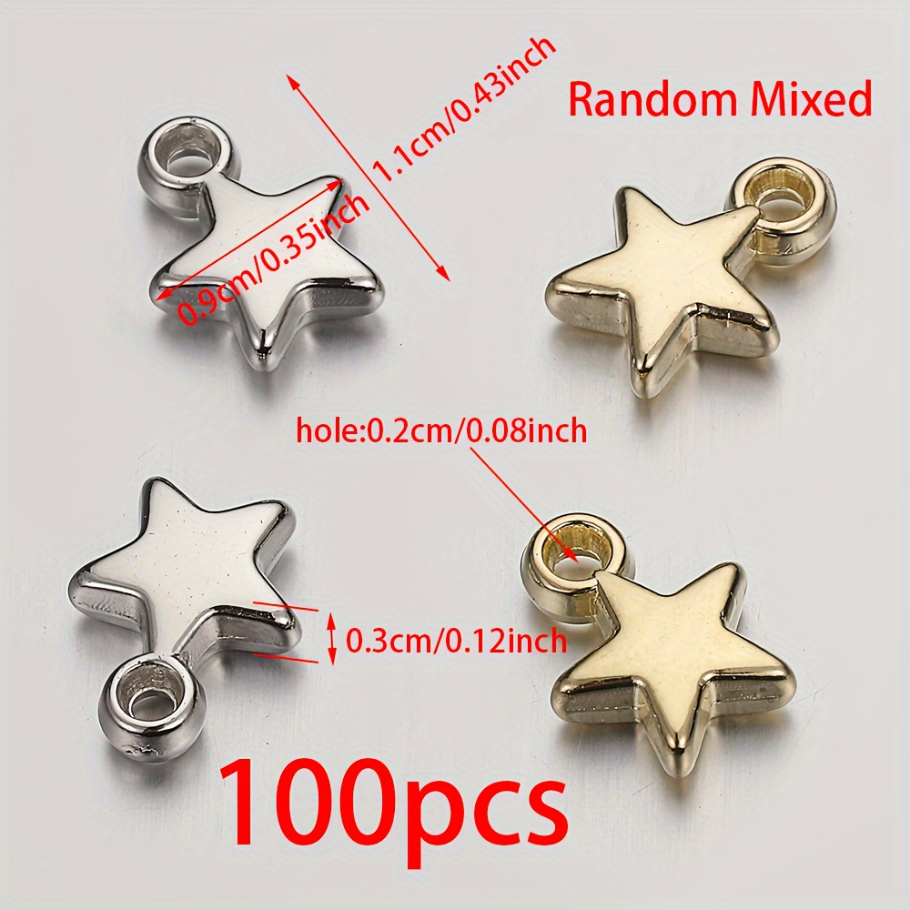 Image of 100pcs Ccb Golden And Silvery Random-color Five-pointed Star Pendants, For Use As Jewelry Additions For Necklaces And Bracelets