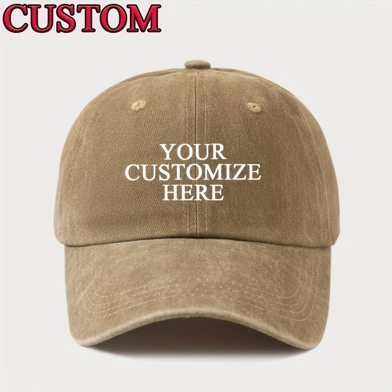 TEMU Casquette de baseball délavée personnalisée - Casquette réglable et légère en pour homme et femme - Personnalisez avec votre , photo ou logo -