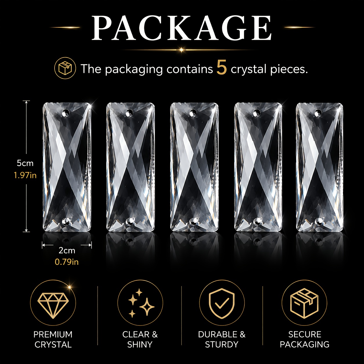 TEMU [crystal Pendant]4pcs Per Pack: 2.95"/ 75mm Or 5pcs Per Pack: 1.97"/ 50mm- Romantic Square Chandelier - Sun Catcher - Transparent Glass Prism -