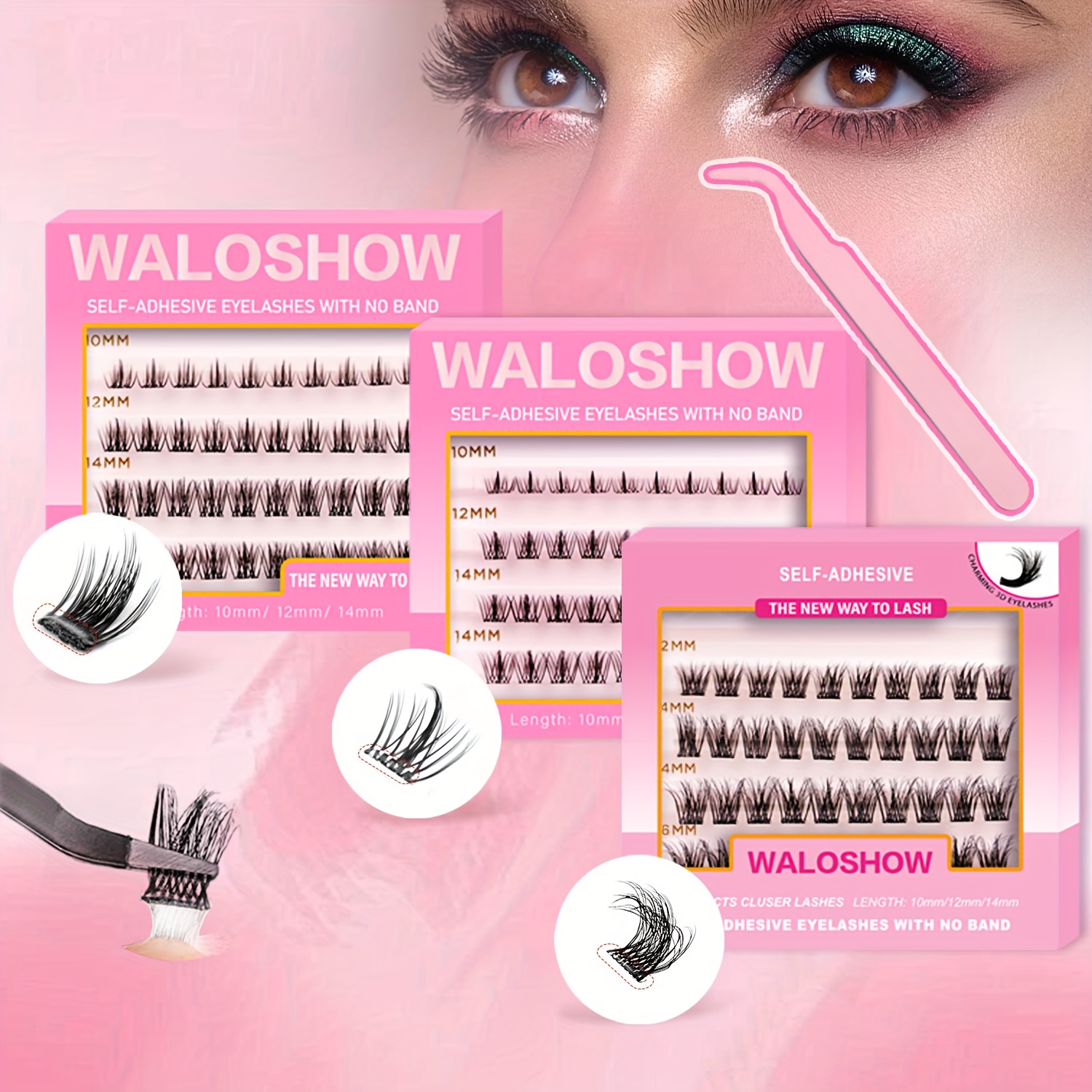 

Waloshow 40pcs Self-adhesive Eyelashes, Pre- 3d Lashes, D , 10-14mm, Natural & Anime Style, Easy Diy Application, Includes Tweezers, No Band Required