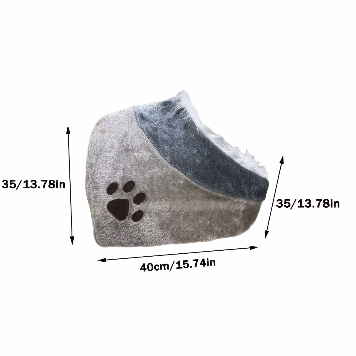 soft plush cave cat bed with fluffy trim entrance warm enclosed pet sleeping nest cozy hideaway shelter for indoor kittens small cats Product details 2