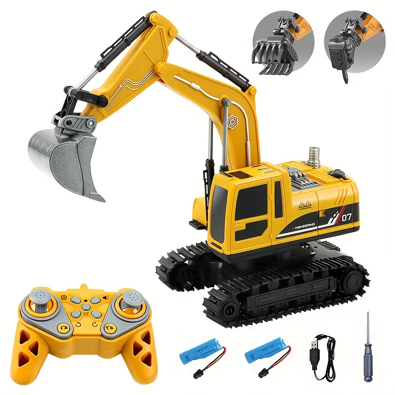 

1200mah Remote Control Excavator Toy With Metal Shovel - Lightweight, Long- For Boys 3-12, Perfect Christmas & Birthday Gift