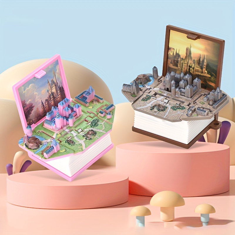 

1pc 3d Pop-up Castle Book Novelty Toy With Keychain, Plastic Folding Surprise Book For 14+, Portable Bag Pendant, Pop-up Action - 3d Foldable Castle Model Gag Gift