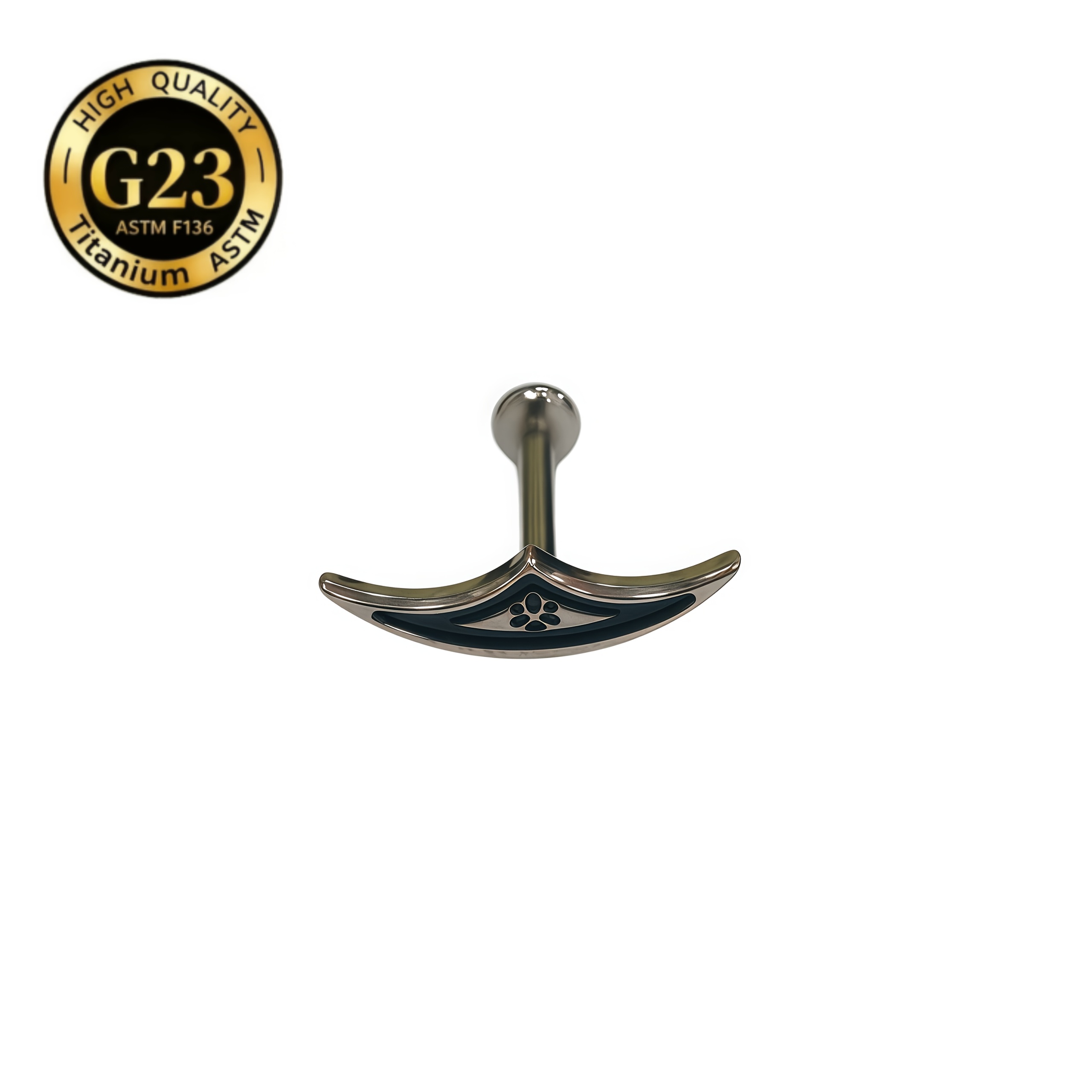 G23 Hipoalergeni Štopci z Ušesno Koščko, 18K Zlato Prevlečeni, Ženski Vintage Temni Stil, Zlati Gladki Štopci z Mačjim Očeskom, 1.2Mm [16G] Brez