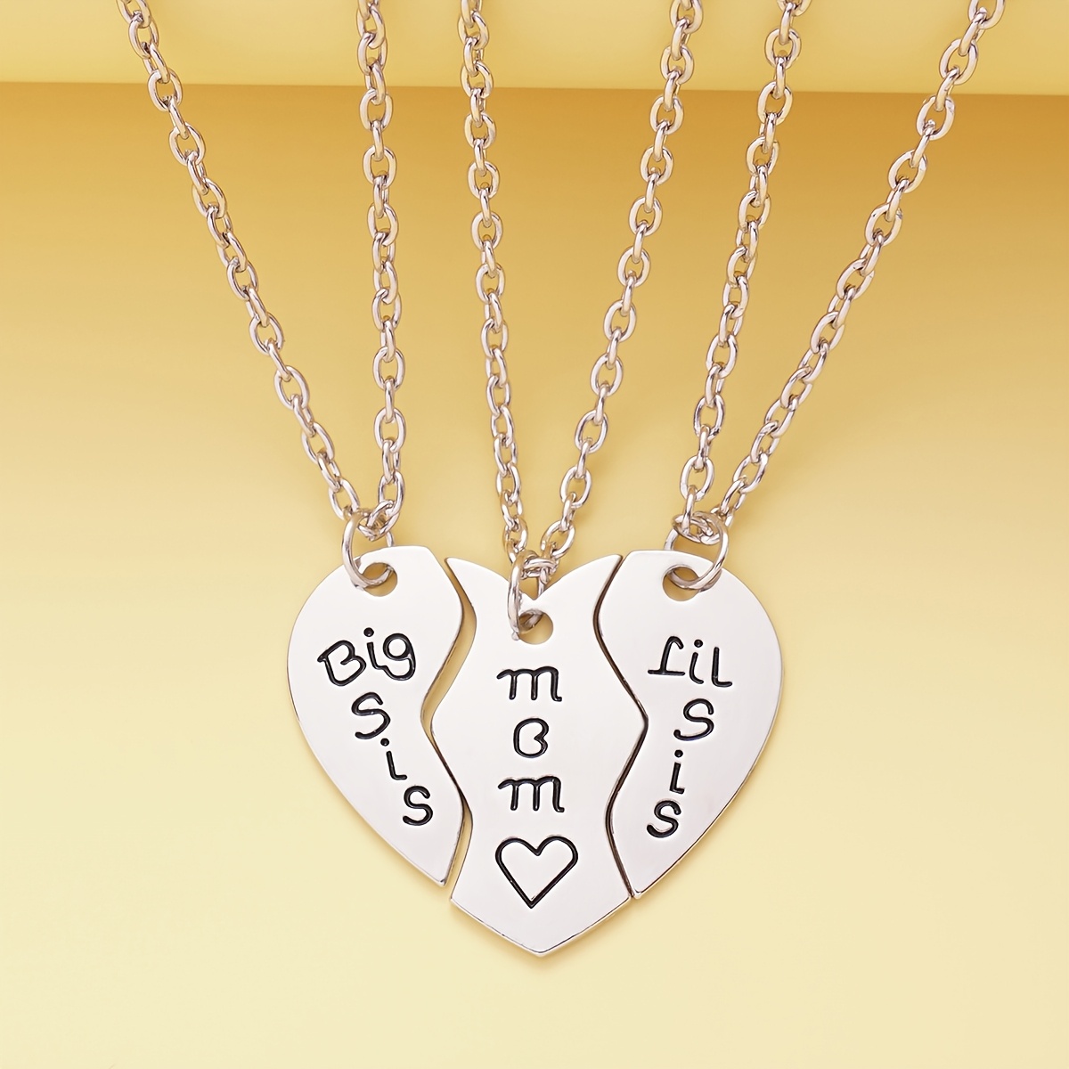 3pcs Set Cute Geometric Shape Pendant Necklace for Women